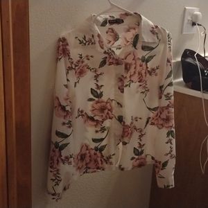 Shein flowered button down